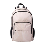 Mochila para portátil de poliéster reciclado com bolso para PC 15'' cor marfim segunda vista frontal