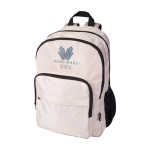 Mochila para portátil de poliéster reciclado com bolso para PC 15'' cor marfim vista impressão transfer