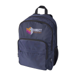 Mochila para portátil de poliéster reciclado com bolso para PC 15'' cor azul-marinho vista impressão transfer