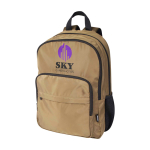 Mochila para portátil de poliéster reciclado com bolso para PC 15'' cor verde-escuro vista impressão transfer
