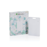 Cartão ultrafino localizador para porta-notas com Encontrar cor branco vista com caixa