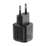 Carregador duplo de plástico reciclado com adaptador europeu 20 W cor preto quinta vista