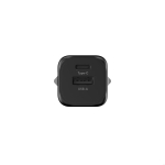 Carregador duplo de plástico reciclado com adaptador europeu 20 W cor preto sexta vista