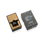 Carregador duplo de plástico reciclado com adaptador europeu 20 W cor preto vista com caixa