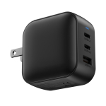 Carregador super-rápido para vários países com 3 saídas 70 W cor preto décima vista