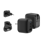 Carregador super-rápido para vários países com 3 saídas 70 W cor preto vista décima primeira