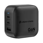 Carregador super-rápido para vários países com 3 saídas 70 W cor preto vista décima segunda