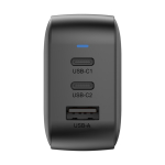 Carregador super-rápido para vários países com 3 saídas 70 W cor preto segunda vista