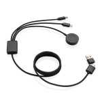 Cabo de carga 6 em 1 de materiais reciclados com carregador de relógio cor cinzento