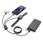 Cabo de carga 6 em 1 de materiais reciclados com carregador de relógio cor cinzento quarta vista