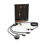 Cabo de carga 6 em 1 de materiais reciclados com carregador de relógio cor cinzento vista com caixa