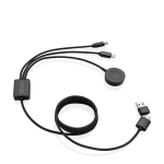 Cabo de carga 6 em 1 de materiais reciclados com carregador de relógio cor cinzento vista principal