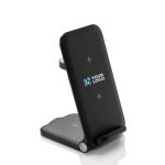 Carregador sem fios 3 em 1 de alumínio reciclável de 15 W cor preto vista principal