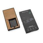 Carregador magnético 3 em 1 com carga sem fios magnética 15 W cor preto vista com caixa