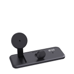 Carregador magnético 3 em 1 com carga sem fios magnética 15 W cor preto vista principal
