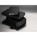 Powerbank de plástico reciclado com duas portas 5000 mAh cor preto vista de ambiente