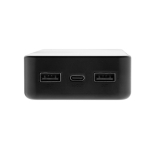 Powerbank ecológico de 20 000 mAh com 3 portas de carga cor preto quarta vista