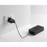 Powerbank ecológico de 20 000 mAh com 3 portas de carga cor preto sexta vista