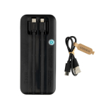 Powerbank com cabos integrados e ecrã digital 10 000 mAh cor preto terceira vista
