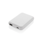 Powerbank sem fios magnético de plástico reciclado 5000 mAh cor branco