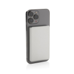 Powerbank magnético com carga sem fios com indicador 5000 mAh cor prateado sexta vista