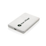Powerbank magnético com carga sem fios com indicador 5000 mAh cor prateado vista com logo