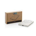 Powerbank magnético com carga sem fios com indicador 5000 mAh cor prateado vista com caixa