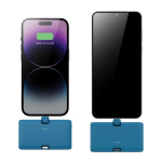 Powerbank de plástico reciclado com indicador de carga e 20 W cor azul quinta vista