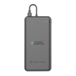 Powerbank ecológico para 2 dispositivos com indicador de carga 20 W cor preto vista com logo