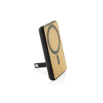 Powerbank magnético de bambu com carga sem fios 5000 mAh cor preto terceira vista