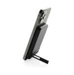 Powerbank magnético de bambu com carga sem fios 5000 mAh cor preto sétima vista