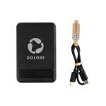 Powerbank magnético de bambu com carga sem fios 5000 mAh cor preto vista com logo