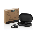 Auriculares sem fios com microfone para chamadas BT 5.3 cor preto vista com caixa