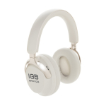 Auscultadores com design supra-aural e cancelamento de ruído cor branco vista com logo