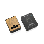 Auriculares sem fios com função de chamada e impermeáveis IPX4 cor preto vista com caixa