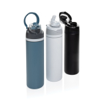 Garrafa de aço inoxidável reciclado de parede dupla de 700 ml cor preto vista geral