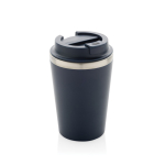 Copo térmico ecológico de parede dupla com tampa antigotas de 350 ml cor azul