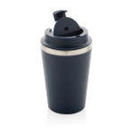 Copo térmico ecológico de parede dupla com tampa antigotas de 350 ml cor azul segunda vista