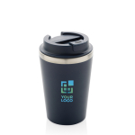 Copo térmico ecológico de parede dupla com tampa antigotas de 350 ml cor azul vista principal