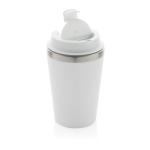 Copo térmico ecológico de parede dupla com tampa antigotas de 350 ml cor branco segunda vista