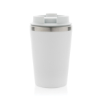 Copo térmico ecológico de parede dupla com tampa antigotas de 350 ml cor branco quarta vista