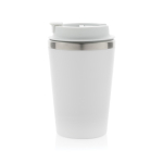 Copo térmico ecológico de parede dupla com tampa antigotas de 350 ml cor branco sexta vista