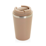 Copo térmico ecológico de parede dupla com tampa antigotas de 350 ml cor marfim