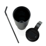 Caneca térmica de aço inoxidável reciclado antigotas de 900 ml cor preto décima vista