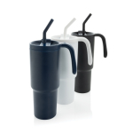 Caneca térmica de aço inoxidável reciclado antigotas de 900 ml cor preto vista geral