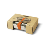 Lancheira de aço inoxidável com talher e fita Black+Blum 1 L cor cor-de-laranja vista com caixa