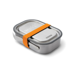 Lancheira de aço inoxidável com talher e fita Black+Blum 1 L vista com logo
