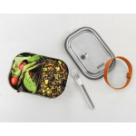 Lancheira de aço inoxidável com talher e fita Black+Blum 1 L