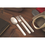 Elegante conjunto de talheres de aço inoxidável Black+Blum cor prateado vista de ambiente 3