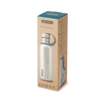 Garrafa térmica de aço inoxidável com pega Black+Blum 500 ml cor turquesa vista com caixa